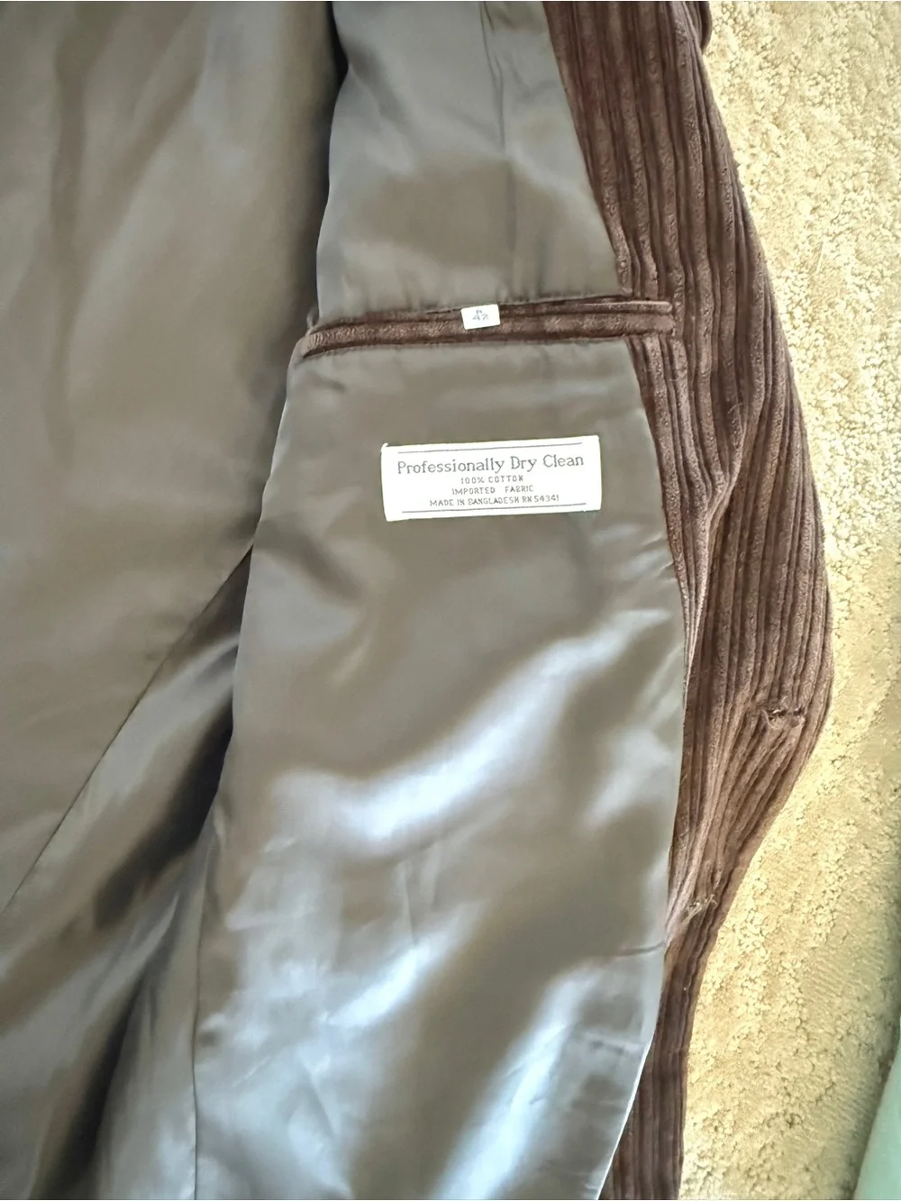 Braggi Louis Raphael Brown Wide Wale Corduroy Blazer 42R
